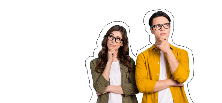 Couple wearing glasses thinking about mortgage requirements